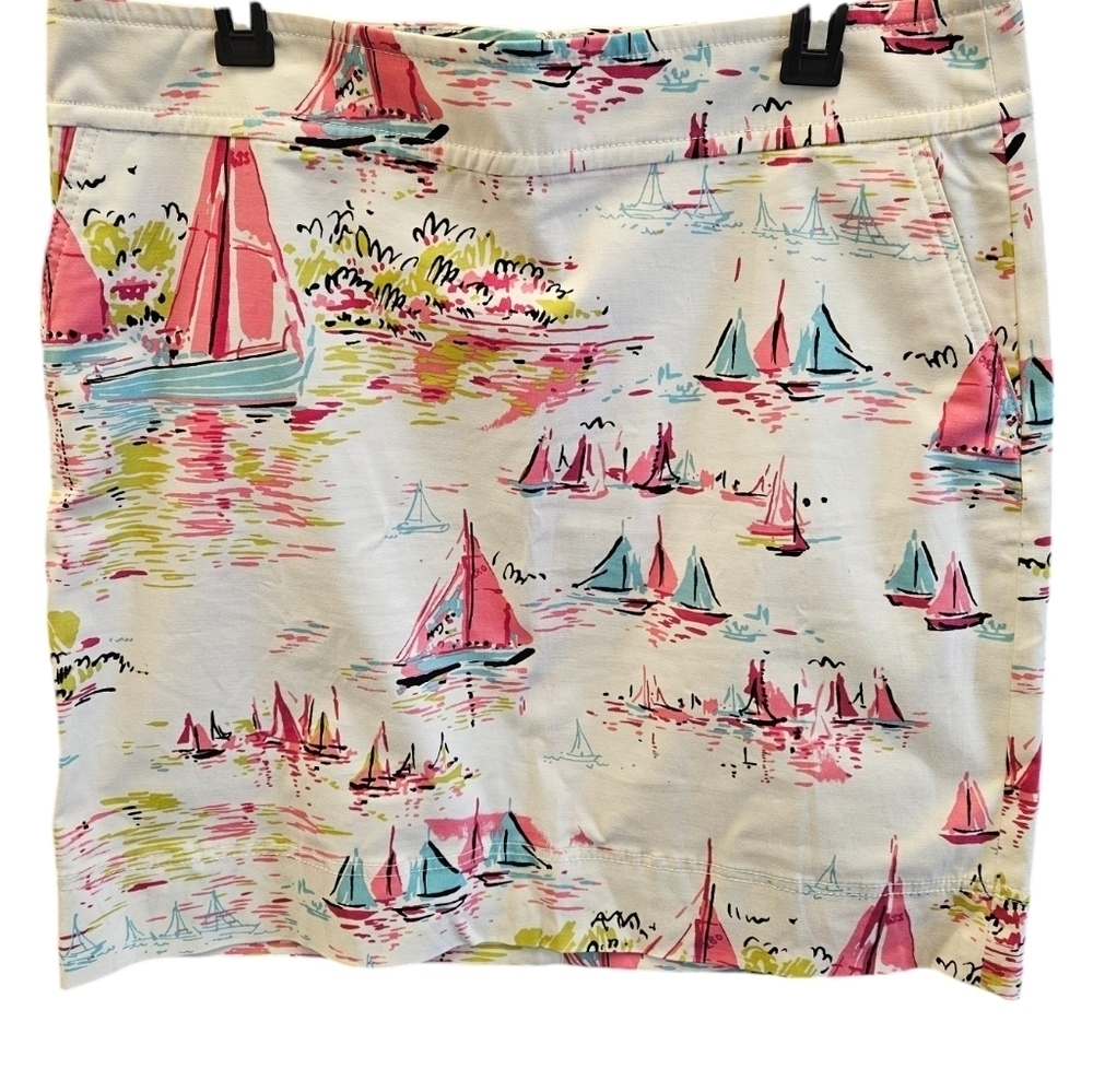 Talbots Petites Sailboats Cotton Casual Career Skirt